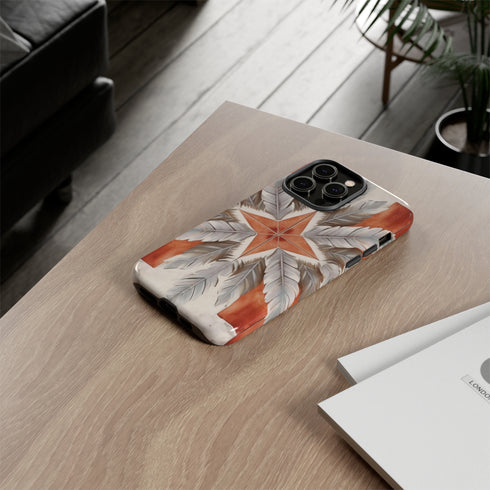 Silver Feather Compass - Impact Resistant Phone Case